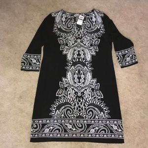 JM Collection Black Paisly Myst Sheath Dress